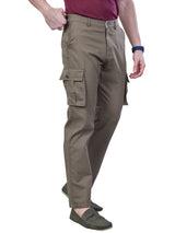 L&C Khaki | Relax Fit | Regular Length | Gripper Elasted Cargo For Men with Chain | Cotton Dobby | Dobby