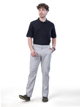 L&C Light Grey | Relax Fit | Regular Length | Side Elastic Casual Trousers For Men | Linen Blend | Dobby