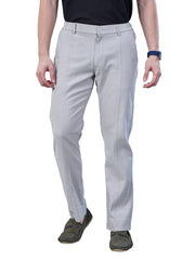 L&C Light Grey | Relax Fit | Regular Length | Side Elastic Casual Trousers For Men | Linen Blend | Dobby