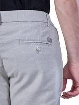 L&C Light Grey | Relax Fit | Regular Length | Side Elastic Casual Trousers For Men | Linen Blend | Dobby