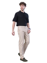 L&C Khaki | Relax Fit | Regular Length | Side Elastic Casual Trousers For Men | Linen Blend | Dobby