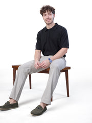 L&C Beige | Relax Fit | Regular Length | Side Elasted Casual Trousers For Men | Linen Blend | Dobby