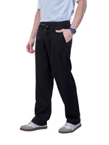 L&C Black | Baggy Fit | Regular Length | Unisex Casual Lowers | Viscose Lyocil Linen | Plain Linen Slub