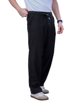 L&C Black | Baggy Fit | Regular Length | Unisex Casual Lowers | Viscose Lyocil Linen | Plain Linen Slub