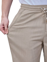 L&C Khaki | Baggy Fit | Regular Length | Unisex Casual Lowers | Viscose Lyocil Linen | Plain Linen Slub