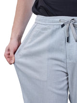L&C Sky Blue | Baggy Fit | Regular Length | Unisex Casual Lowers | Viscose Lyocil Linen | Plain Linen Slub