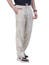 L&C Beige | Baggy Fit | Regular Length | Unisex Casual Lowers | Viscose Lyocil Linen | Plain Linen Slub
