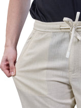 L&C Beige | Baggy Fit | Regular Length | Unisex Casual Lowers | Viscose Lyocil Linen | Plain Linen Slub