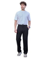 L&C Black | Baggy Fit | Regular Length | Unisex Casual Lowers | Cotton | Plain