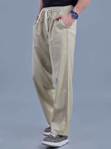 L&C Beige | Baggy Fit | Regular Length | Unisex Casual Lowers | Viscose Tehnsil Linen | Linen Slub