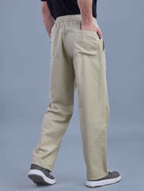 L&C Beige | Baggy Fit | Regular Length | Unisex Casual Lowers | Viscose Tehnsil Linen | Linen Slub