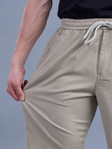 L&C Khaki | Baggy Fit | Regular Length | Unisex Casual Lowers | Viscose Tehnsil Linen | Linen Slub