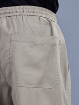 L&C Khaki | Baggy Fit | Regular Length | Unisex Casual Lowers | Viscose Tehnsil Linen | Linen Slub