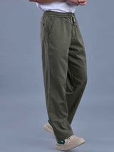 L&C Olive | Baggy Fit | Regular Length | Unisex Casual Lowers | Viscose Tehnsil Linen | Linen Slub