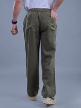 L&C Olive | Baggy Fit | Regular Length | Unisex Casual Lowers | Viscose Tehnsil Linen | Linen Slub