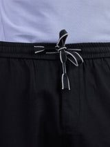 L&C Black | Baggy Fit | Regular Length | Unisex Casual Lowers | Viscose Tehnsil Linen | Linen Slub