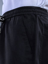 L&C Black | Baggy Fit | Regular Length | Unisex Casual Lowers | Viscose Tehnsil Linen | Linen Slub