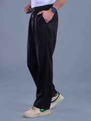 L&C Black | Baggy Fit | Regular Length | Unisex Casual Lowers | Viscose Tehnsil Linen | Linen Slub