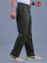 L&C Olive | Baggy Fit | Regular Length | Unisex Casual Lowers | Viscose Linen | Linen Slub