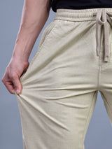 L&C Beige | Baggy Fit | Regular Length | Unisex Casual Lowers | Viscose Linen | Linen Slub