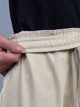 L&C Beige | Baggy Fit | Regular Length | Unisex Casual Lowers | Viscose Linen | Linen Slub
