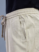 L&C Beige | Baggy Fit | Regular Length | Unisex Casual Lowers | Viscose Linen | Linen Slub
