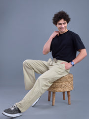 L&C Beige | Baggy Fit | Regular Length | Unisex Casual Lowers | Viscose Linen | Linen Slub