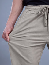 L&C Khaki | Baggy Fit | Regular Length | Unisex Casual Lowers | Viscose Linen | Linen Slub