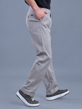 L&C Light Grey | Relax Fit | Regular Length | Side Elasted Casual Trousers For Men | Cotton Linen | Linen Slub