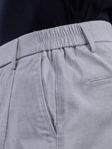 L&C Light Grey | Relax Fit | Regular Length | Side Elasted Casual Trousers For Men | Cotton Linen | Linen Slub