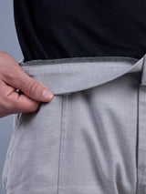 L&C Light Grey | Relax Fit | Regular Length | Side Elasted Casual Trousers For Men | Cotton Linen | Linen Slub