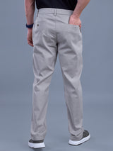 L&C Light Grey | Relax Fit | Regular Length | Side Elasted Casual Trousers For Men | Cotton Linen | Linen Slub