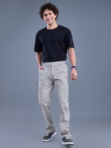 L&C Beige | Relax Fit | Regular Length | Side Elasted Casual Trousers For Men | Cotton Linen | Linen Slub