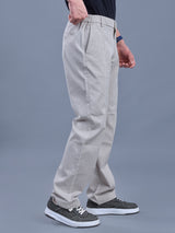 L&C Beige | Relax Fit | Regular Length | Side Elasted Casual Trousers For Men | Cotton Linen | Linen Slub