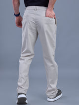 L&C Beige | Relax Fit | Regular Length | Side Elasted Casual Trousers For Men | Cotton Linen | Linen Slub
