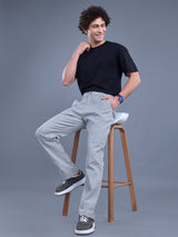 L&C Sky Blue | Relax Fit | Regular Length | Side Elasticated Casual Trousers For Men | Cotton Linen | Linen Slub