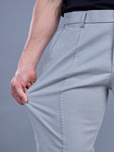 L&C Sky Blue | Relax Fit | Regular Length | Side Elasticated Casual Trousers For Men | Cotton Linen | Linen Slub