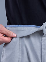 L&C Sky Blue | Relax Fit | Regular Length | Side Elasticated Casual Trousers For Men | Cotton Linen | Linen Slub