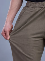 L&C Brown | Baggy Fit | Regular Length | Unisex Casual Lowers | Viscose Linen | Linen Slub