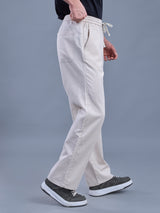 L&C Beige | Baggy Fit | Regular Length | Unisex Casual Lowers | Viscose Linen | Linen Slub