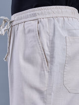 L&C Beige | Baggy Fit | Regular Length | Unisex Casual Lowers | Viscose Linen | Linen Slub