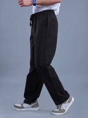 L&C Black | Baggy Fit | Regular Length | Unisex Casual Lowers | Viscose Linen | Linen Slub
