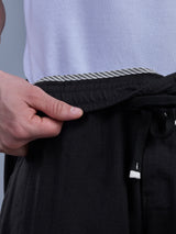 L&C Black | Baggy Fit | Regular Length | Unisex Casual Lowers | Viscose Linen | Linen Slub
