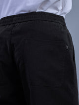 L&C Black | Baggy Fit | Regular Length | Unisex Casual Lowers | Viscose Linen | Linen Slub