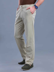L&C Beige | Straight Fit | Regular Length | Side Elasted Casual Trousers For Men | PV 4 Way Lycra | Plain