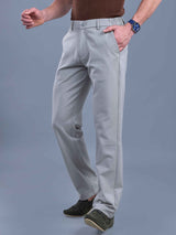L&C Light Grey | Straight Fit | Regular Length | Side Elasted Casual Trousers For Men | PV 4 Way Lycra | Plain