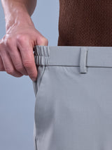 L&C Light Grey | Straight Fit | Regular Length | Side Elasted Casual Trousers For Men | PV 4 Way Lycra | Plain