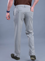 L&C Light Grey | Straight Fit | Regular Length | Side Elasted Casual Trousers For Men | PV 4 Way Lycra | Plain