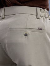 L&C Khaki | Straight Fit | Regular Length | Side Elastic Casual Trousers For Men | PV 4 Way Lycra | Plain