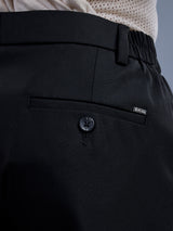 L&C Black | Straight Fit | Regular Length | Side Elasted Casual Trousers For Men | PV 4 Way Lycra | Plain